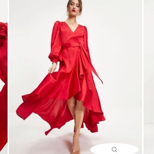 VICI collection Satin Ruffle Maxi Dress (size small)